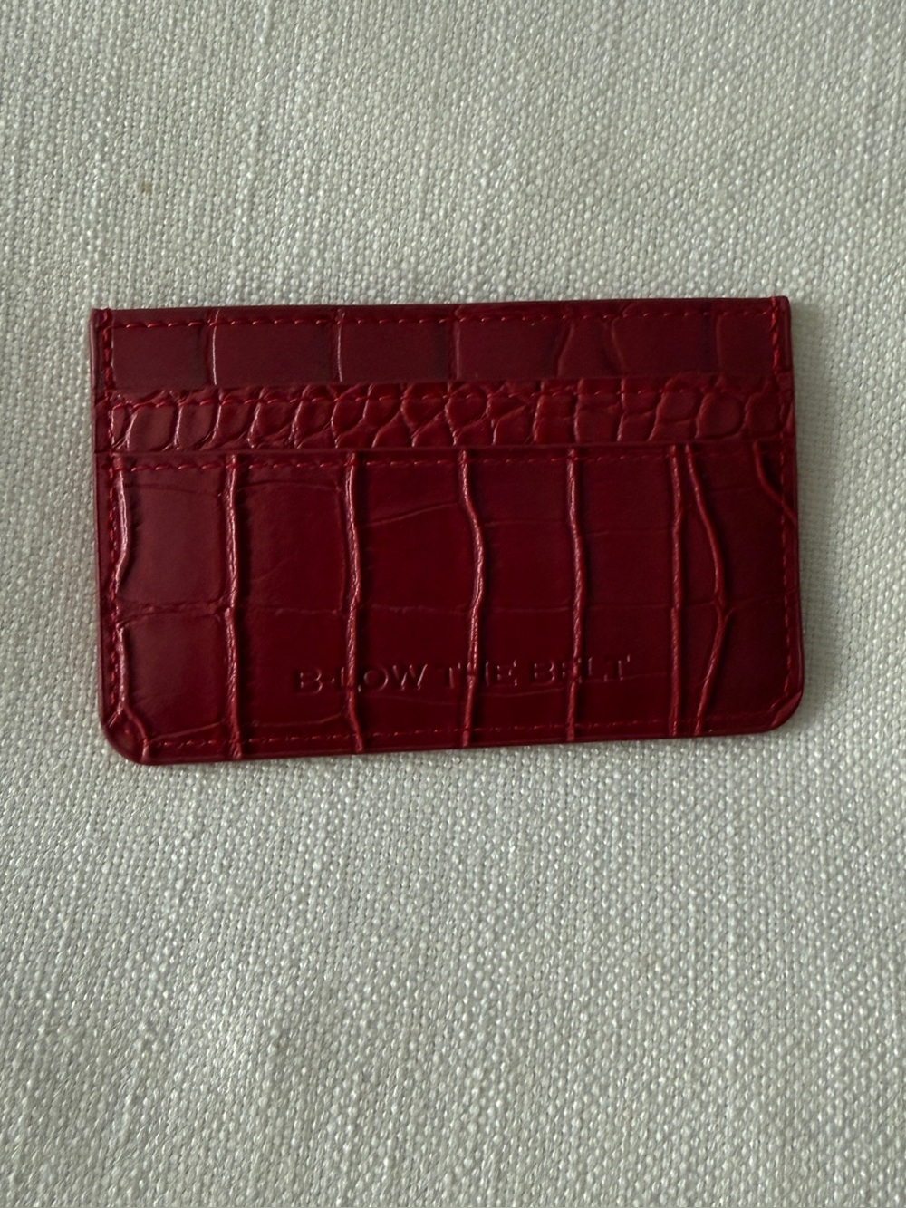 B-Low the Belt Deep Red Croc-Embossed Card Sleeve